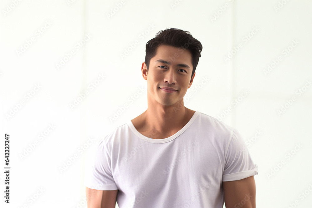 Portrait of strong athletic man fitness model showing muscle, bicep, six pack abs isolated on white background. Generative AI... Portrait of strong athletic man fitness model showing muscle, bicep, six pack abs isolated on white background. Generative AI...