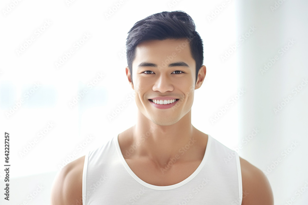 Portrait of strong athletic man fitness model showing muscle, bicep, six pack abs isolated on white background. Generative AI... Portrait of strong athletic man fitness model showing muscle, bicep, six pack abs isolated on white background. Generative AI...