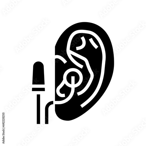 earplug usage audiologist doctor glyph icon vector. earplug usage audiologist doctor sign. isolated symbol illustration