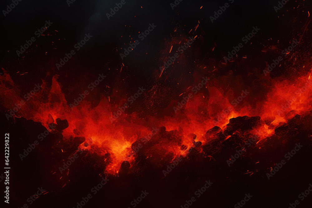 Mesmerizing image capturing swirling flames and billowing smoke against dark background. Perfect for depicting intense heat, power, and dramatic scenes.