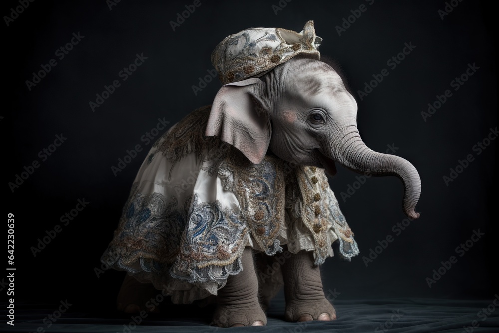 Baby elephant in baroque dress Baby elephant in baroque dress