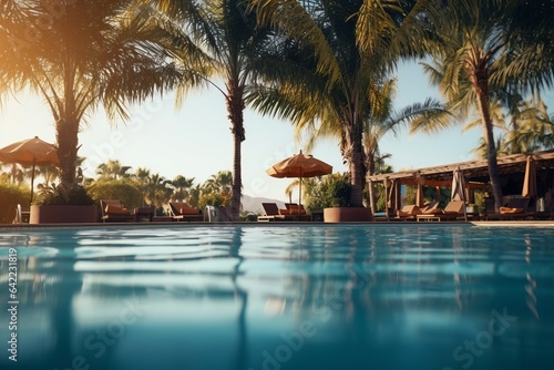 Resort swimming pool cinematic photography 3d render generative ai