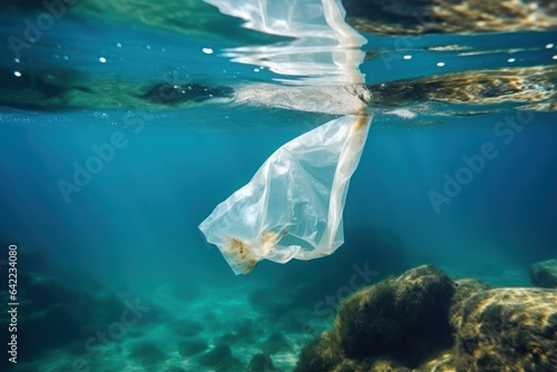 Ocean's Plight: Plastic Harming Marine Life and Amplifying Environmental Impact. Generative AI © Anthony Paz