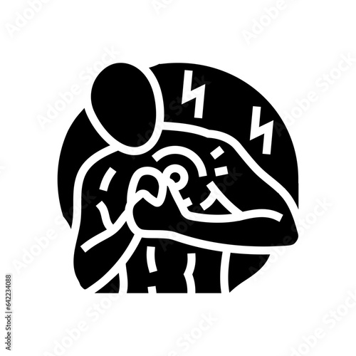 chest pain palpitations disease symptom glyph icon vector. chest pain palpitations disease symptom sign. isolated symbol illustration