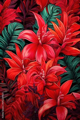 Botanical Bliss Unveiled Tropical Flowers in Full Splendor Tropical Blooms Extravaganza A Riot of Colors in Your Background