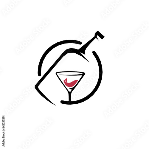 Bar and Cafe logo. Wine Glass Cafe Vintage vector. Simple Vintage Wine Logo design