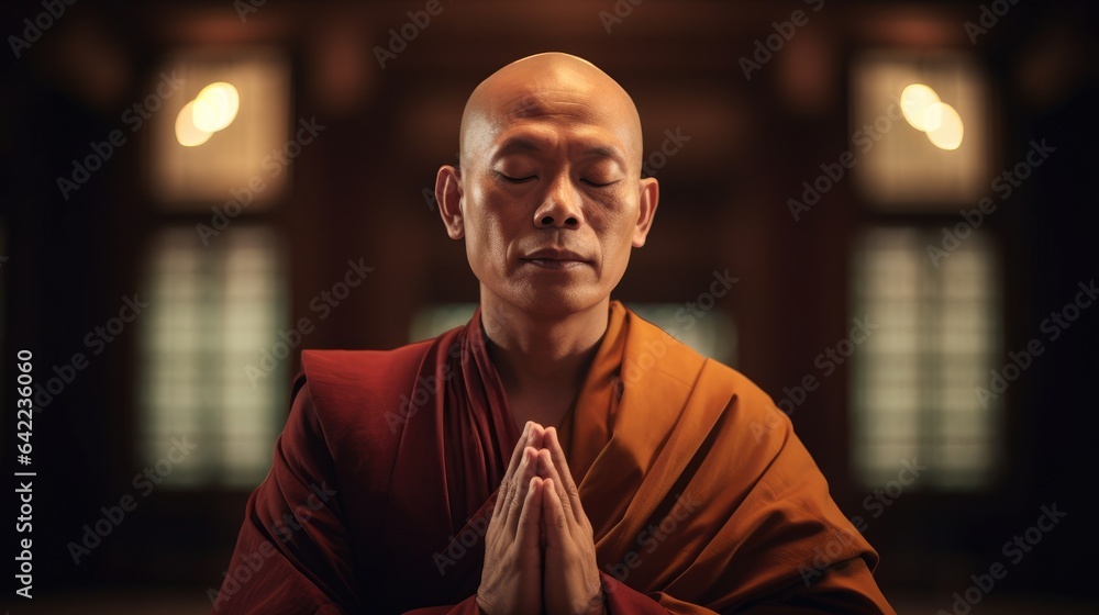 A monk meditates A monk meditates