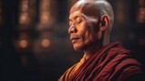 A monk meditates