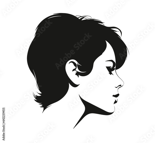 elegant woman profile with fashionable bob short haircut