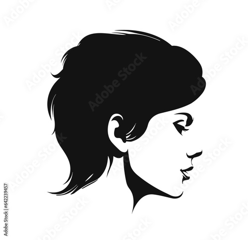 Femme fatale woman vector silhouette with pixie cropped haircut
