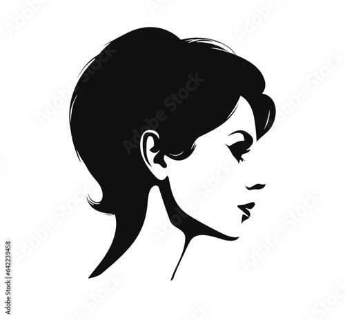 Elegant edgy woman profile silhouette with a chic confident bob haircut