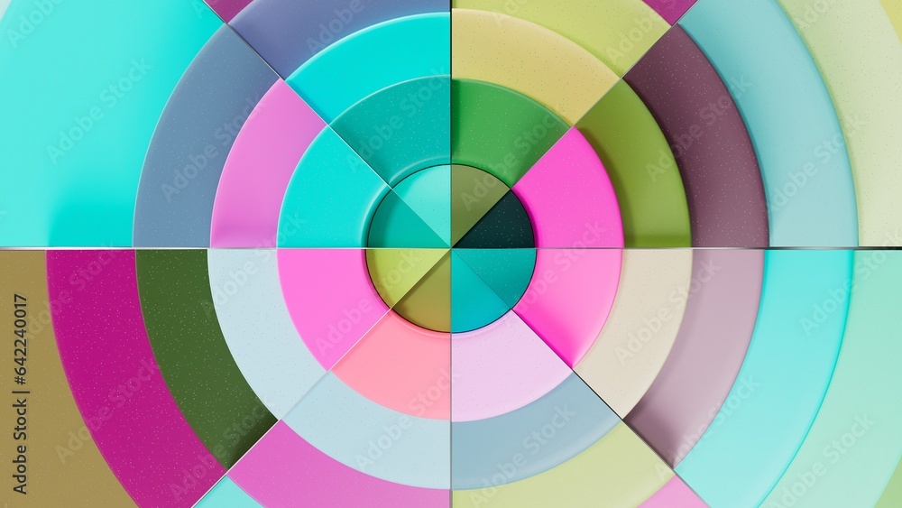 colored radial circular shapes. 3d illustration background colored radial circular shapes. 3d illustration background