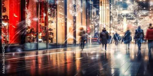 Wallpaper Mural Shopping mall blurred background with christmas decoration. Xmas defocused image. Holiday and shopping concept. Blurred background, digital ai Torontodigital.ca