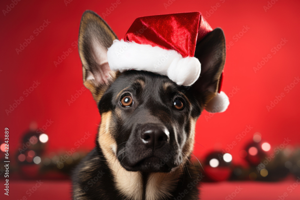Adorable Puppy in a Santa Hat: Getting into the Christmas Spirit. Generative AI Adorable Puppy in a Santa Hat: Getting into the Christmas Spirit. Generative AI
