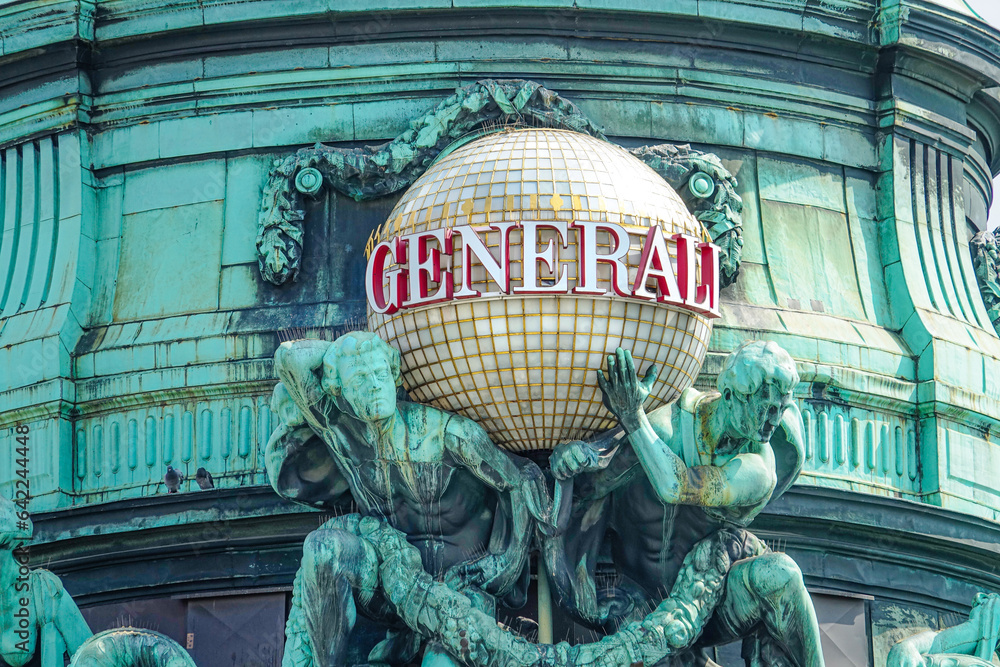 Wien, Austria - August 2023 Generali building, decorated with