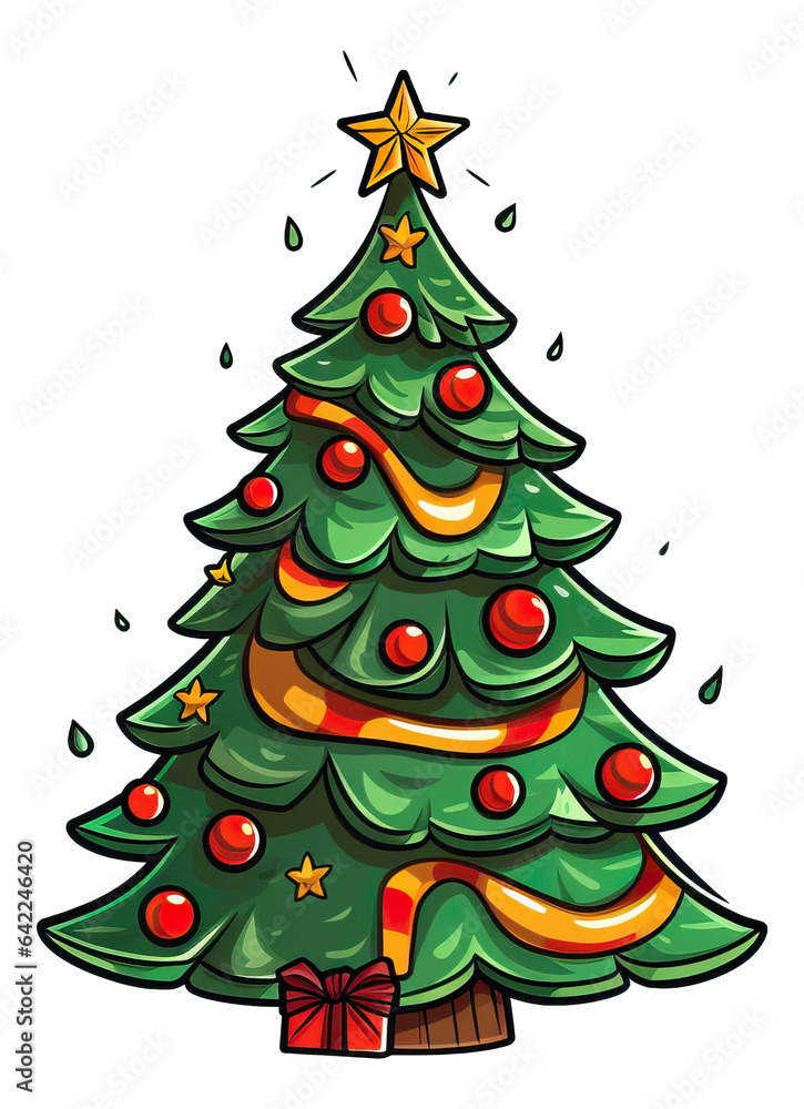 illustration of Christmas tree isolated.
