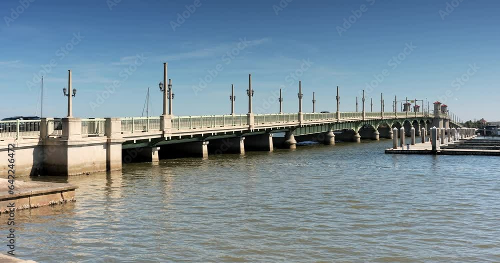 Bridge of Lions across the Matanzas river into the downtown city streets of historic Saint Augustine, Florida, USA. Saint Augustine is said to be the oldest city in the United States Bridge of Lions across the Matanzas river into the downtown city streets of historic Saint Augustine, Florida, USA. Saint Augustine is said to be the oldest city in the United States