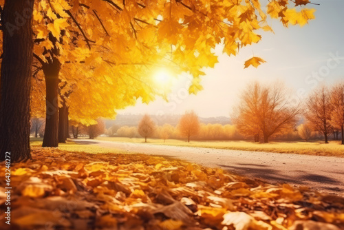 Autumn-Themed Background  A Picturesque Seasonal Setting. Generative AI