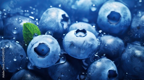 Blue fresh blueberry background created with Generative AI