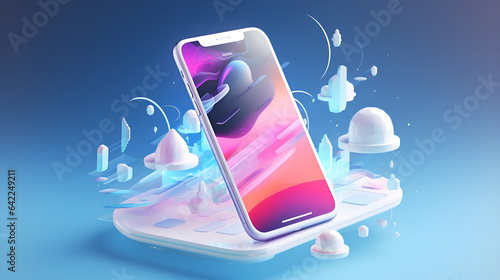 Creative isometric 3D smartphone scene 