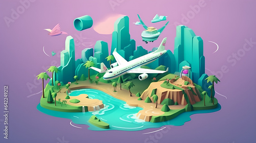Isometric 3D Scene of Travel Experience 