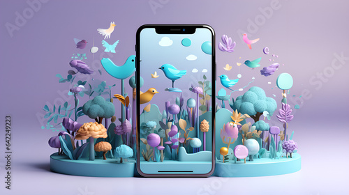 Creative isometric 3D smartphone scene 