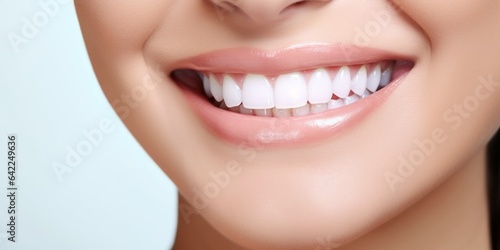 dental care woman smiling with white teeth veneer