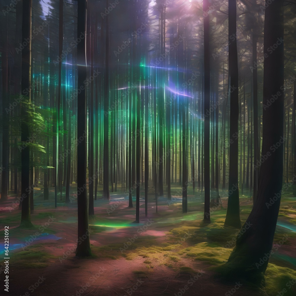A holographic forest with trees made of refracted beams of data2