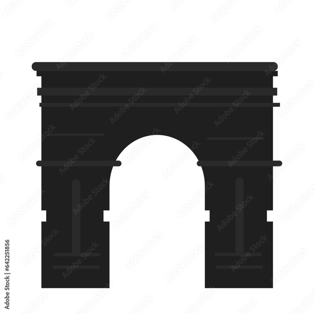 Vector black silhouette flat design of arc de triomphe Stock Vector ...