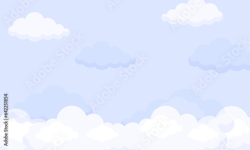 Vector blue color sky background with clouds design
