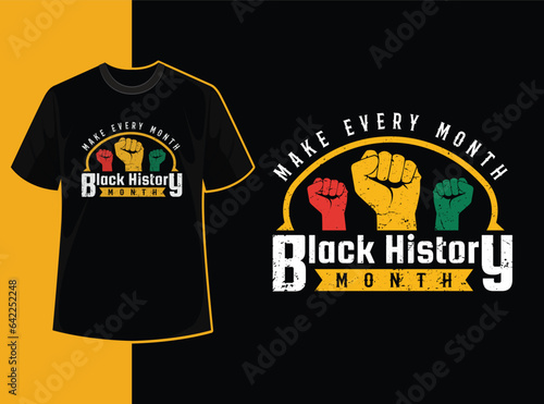 Typography vintage black history month t shirt design with black history quote and vector shape