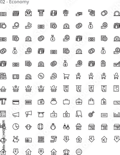 Streamlined Economy Line Icons: Essential Financial Symbols for Modern Design