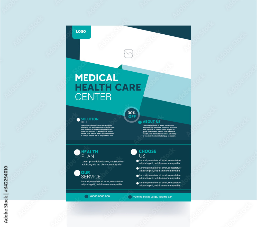 Naklejka premium Hospital healthcare business flyer corporate brochure design health medical hospital flyer template