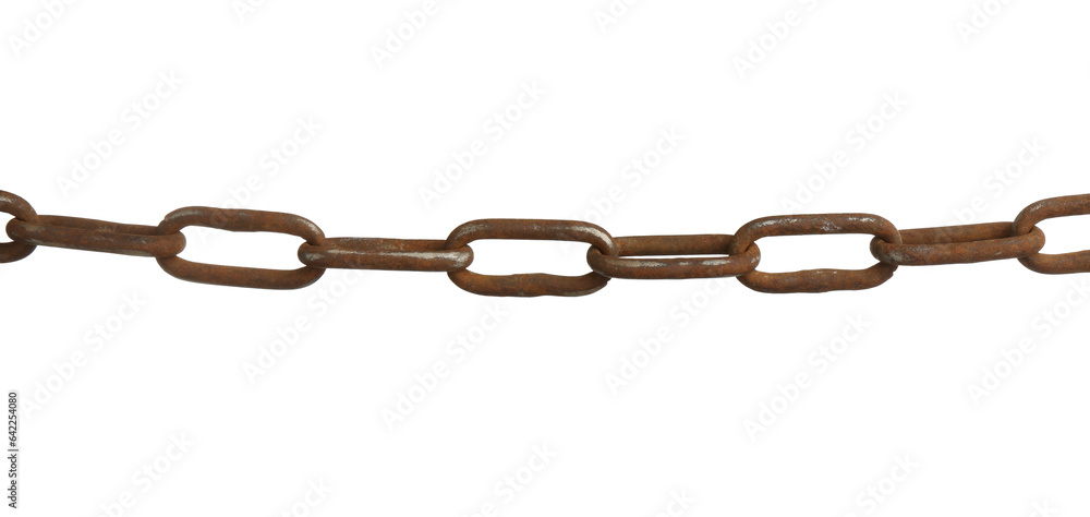 Fototapeta premium One rusty metal chain isolated on white