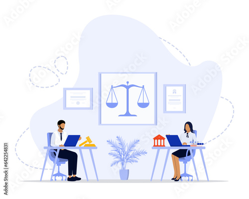 Law firm concept illustration. Suitable for use on web apps, mobile apps and print media.