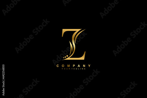 Luxury gold Z logo design with feather. premium Z letter monogram logo. suitable for business logos, beauty logos, company logos, boutiques, spas, salons, etc