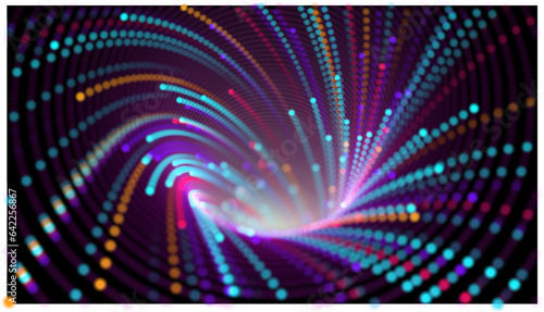 Vector illustration of high energy or data tunnel. Abstract digital background. Whirlpool of progress in science. bokeh.