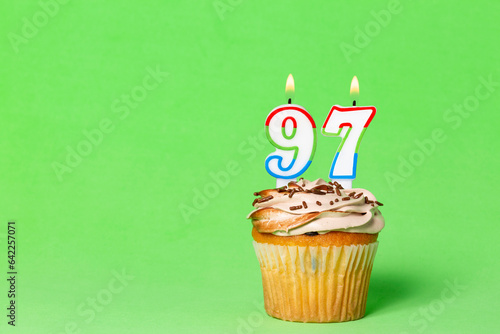 Birthday Card With Cupcake And Number 97 Candle