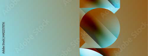 Serene gradient template. Circles and triangles mingle in minimalist perfection. Gentle fusion of forms and hues creates balanced yet captivating backdrop, embodying modern sophistication