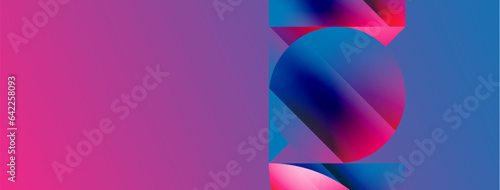 Serene gradient template. Circles and triangles mingle in minimalist perfection. Gentle fusion of forms and hues creates balanced yet captivating backdrop, embodying modern sophistication