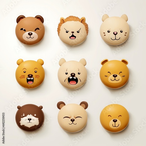 Wallpaper Mural Set of animal faces, face emojis, stickers, emoticons,cartoon funny mascot characters face set, Generative AI illustration Torontodigital.ca