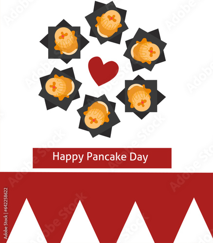 Happy Pancake Day banner with hearts