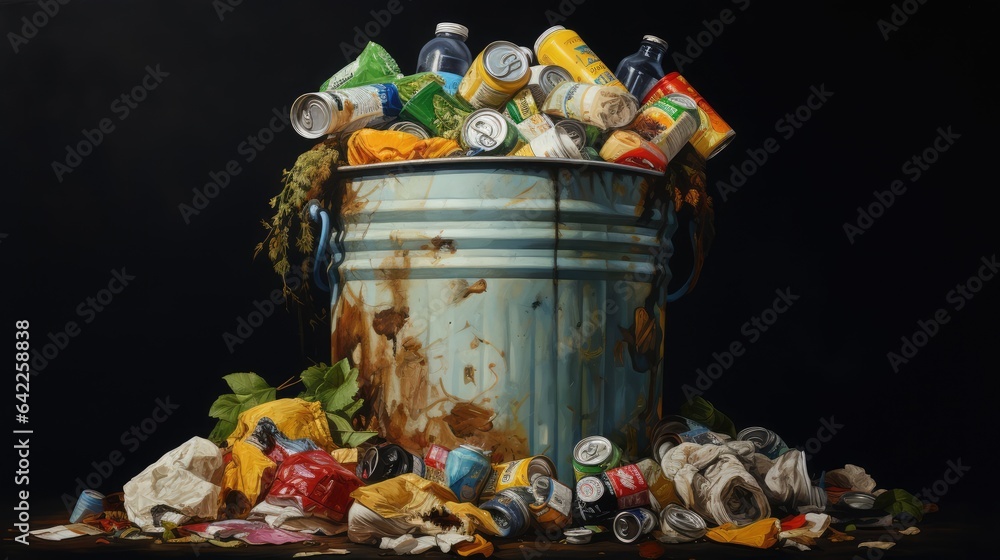 Fototapeta premium Trash full of trash, AI generated Image