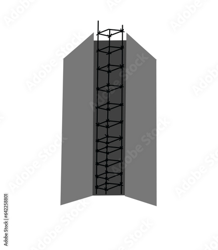 Steel reinforcing bar icon. layers of reinforced concrete construction. Steel bars are used to strengthen concrete. Building material.