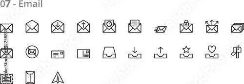 Email Line Icons Sheet: Communicate, Connect, and Correspond with Line Icons Sheet