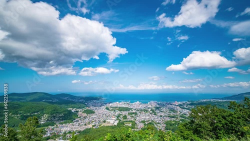 小樽市街と空と海の鳥瞰図