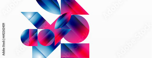 Serene gradient template. Circles and triangles mingle in minimalist perfection. Gentle fusion of forms and hues creates balanced yet captivating backdrop, embodying modern sophistication