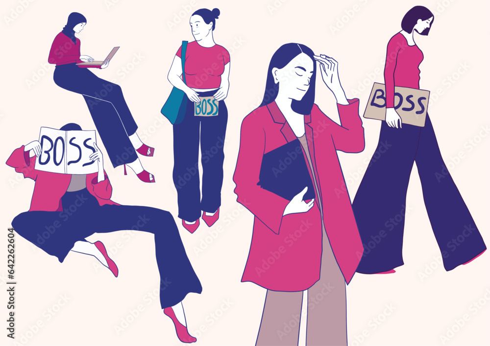 Girl boss in business illustration Girl boss in business illustration