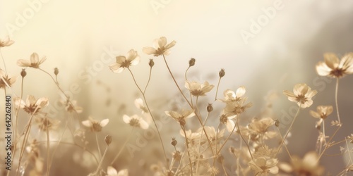 Beautiful abstract beige misty morning photo floral design background banner. beautiful Generative AI AIG32