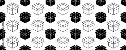 black white cardboard box seamless pattern